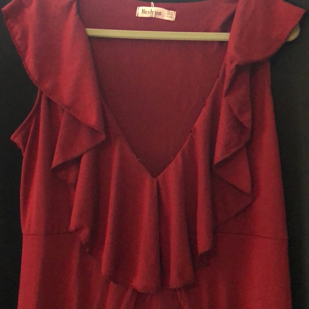 Red split long dress - Picture 4 of 4